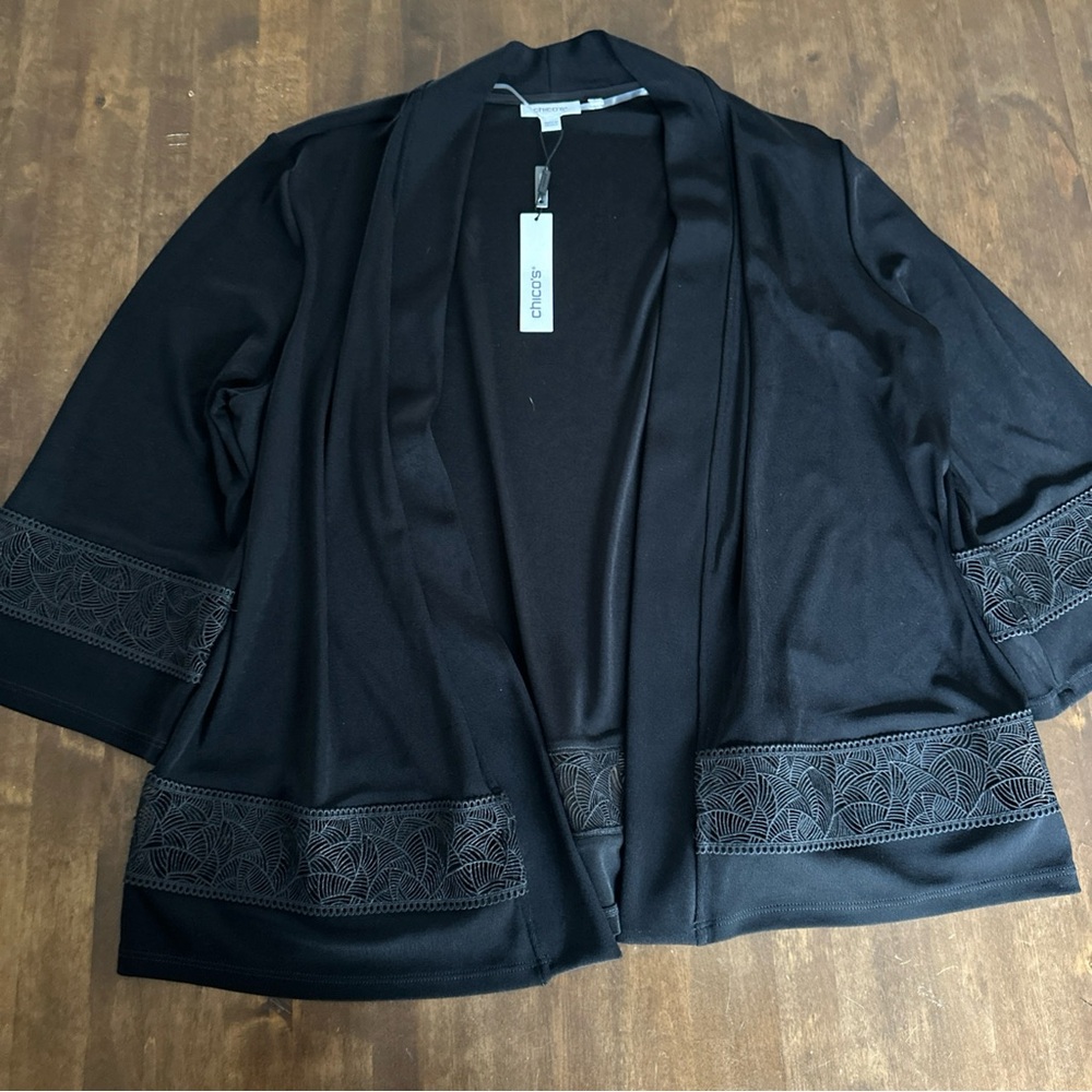 New Chicos Travelers Jacket Black 3 (XL) Artsy Office Church Classic Vacation